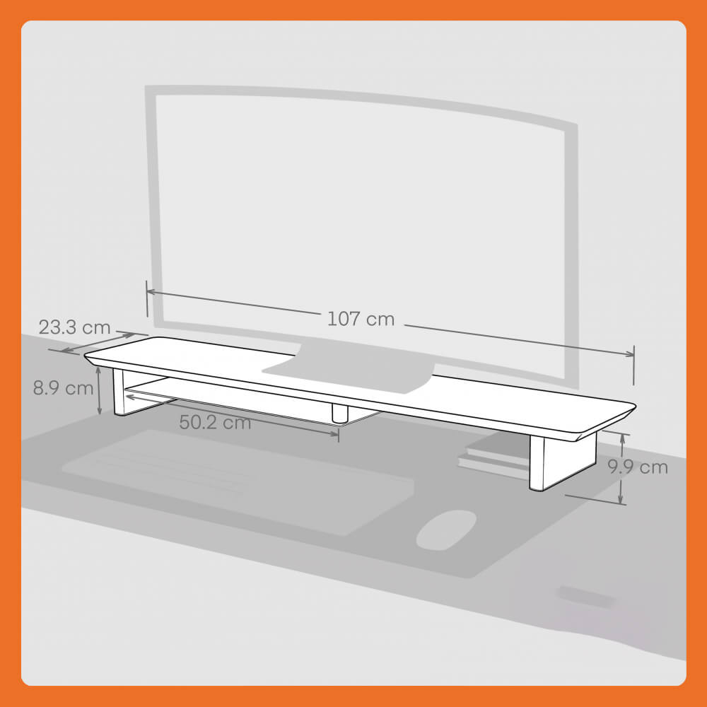 Rehausse-Écran Étagère de Bureau en Noyer — Ergonomie et Rangement