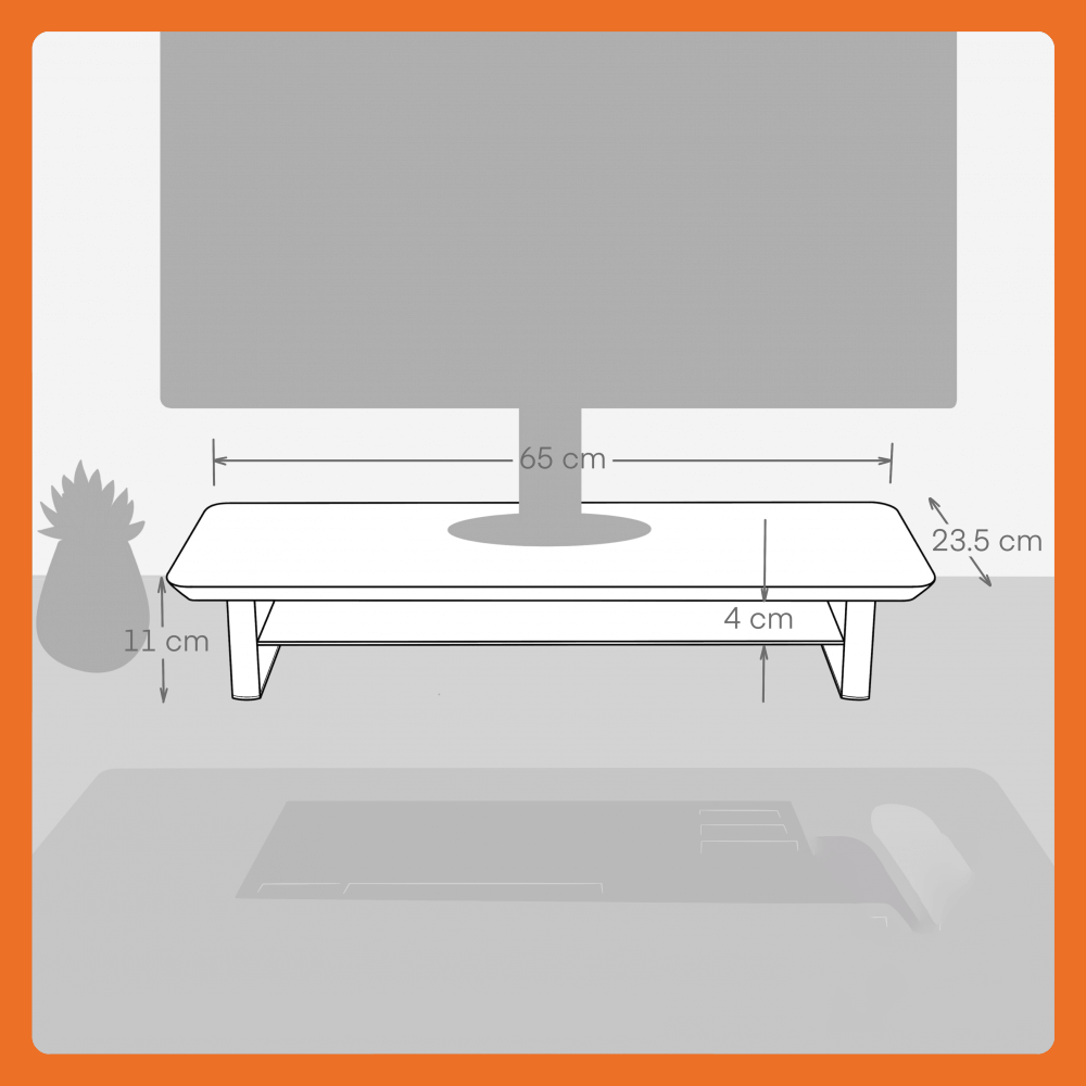 Rehausse-Écran Étagère de Bureau en Noyer — Ergonomie et Rangement