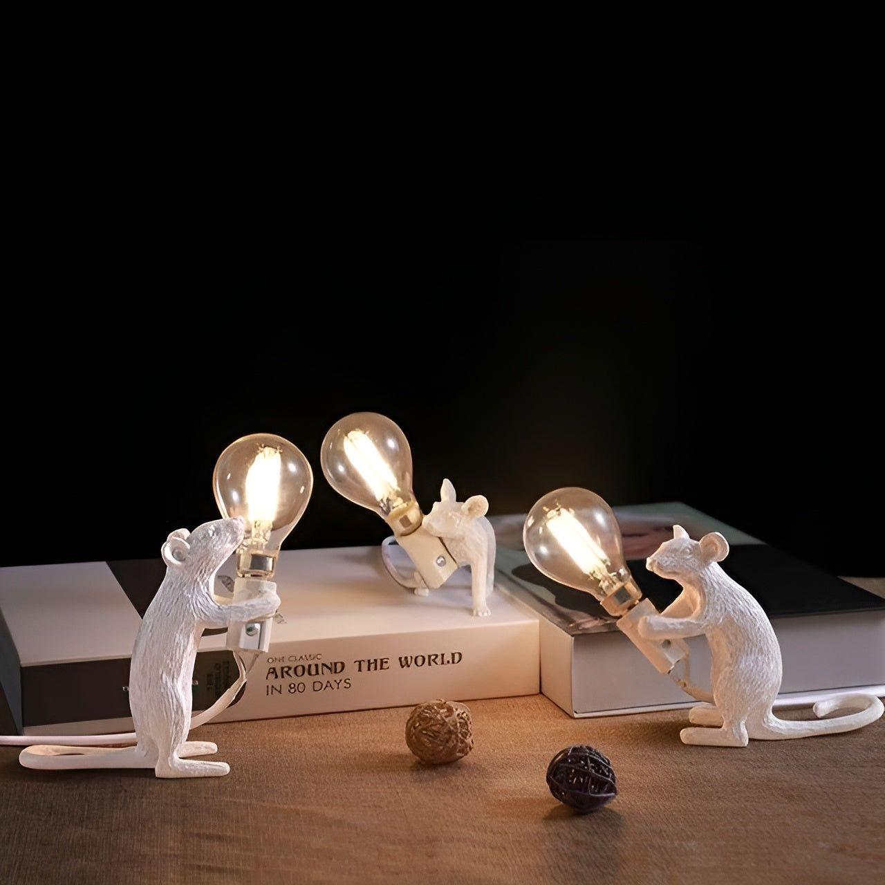 MouseSparkle Lampe Souris LED Décorative | Bureau Charme Doré Genouillé