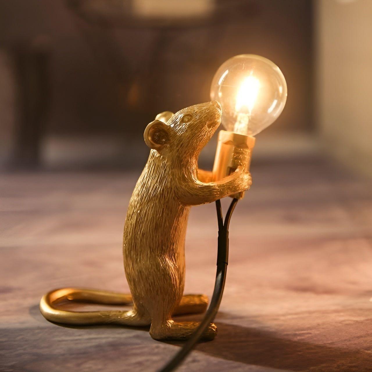 MouseSparkle Lampe Souris LED Décorative | Bureau Charme Doré Genouillé