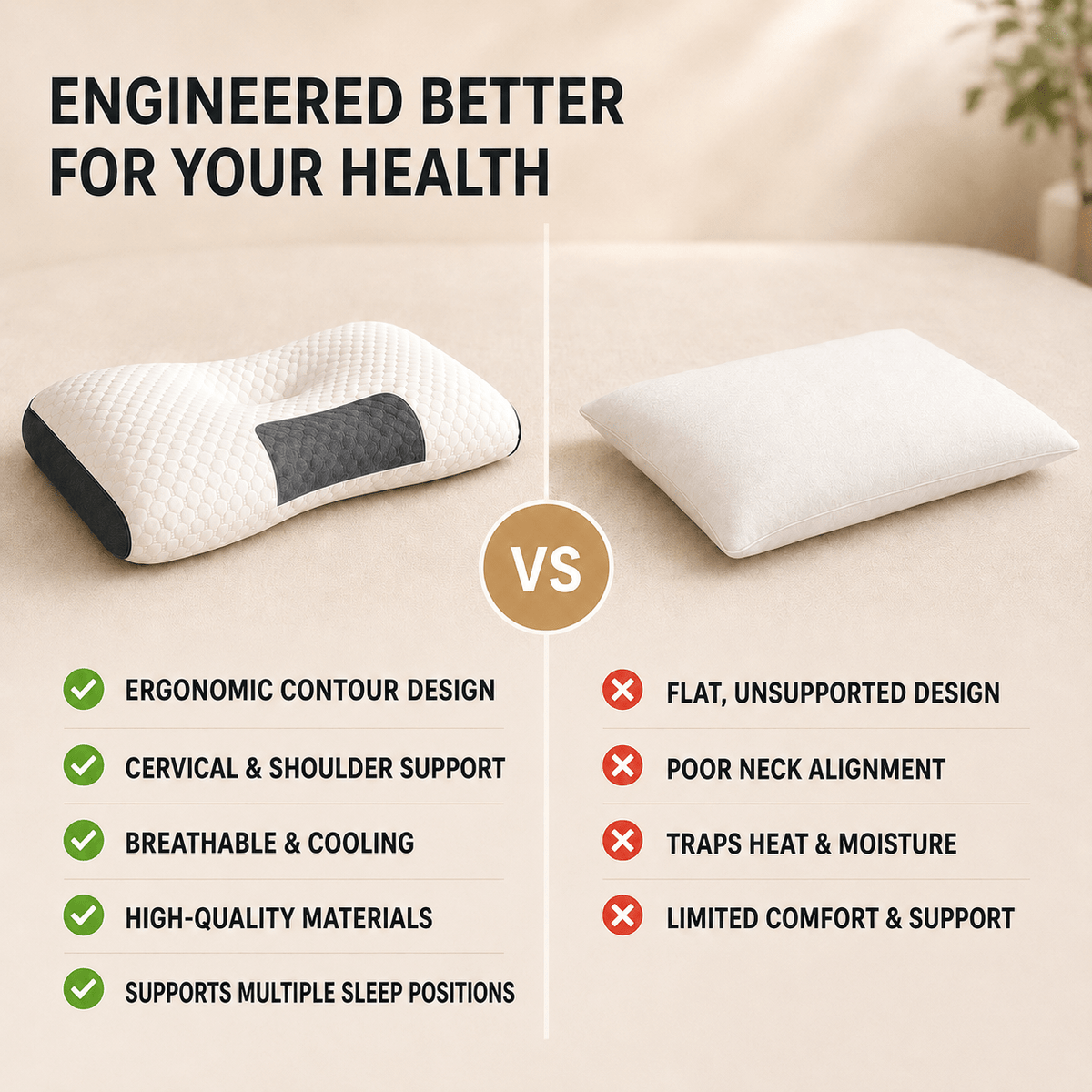 Orthopedic Cervical Massage Pillow - Ergonomic Contour