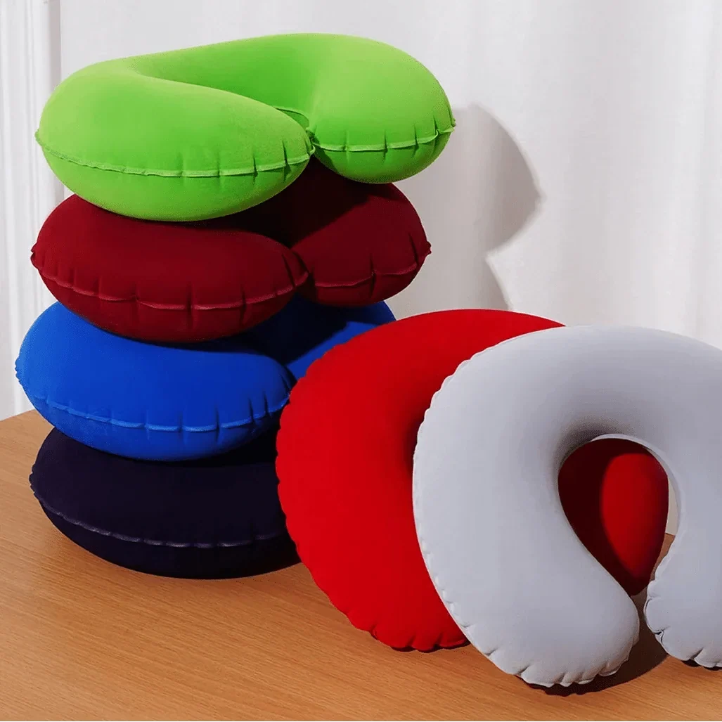 Two-Tone U-Inflatable Travel Pillow - Stylish Cervical Support