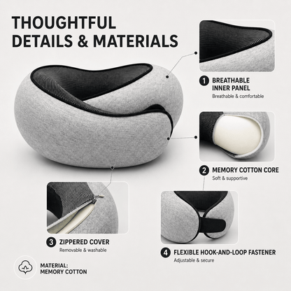 U-Memory Foam Travel Pillow - Comfortable Sleep in Transit
