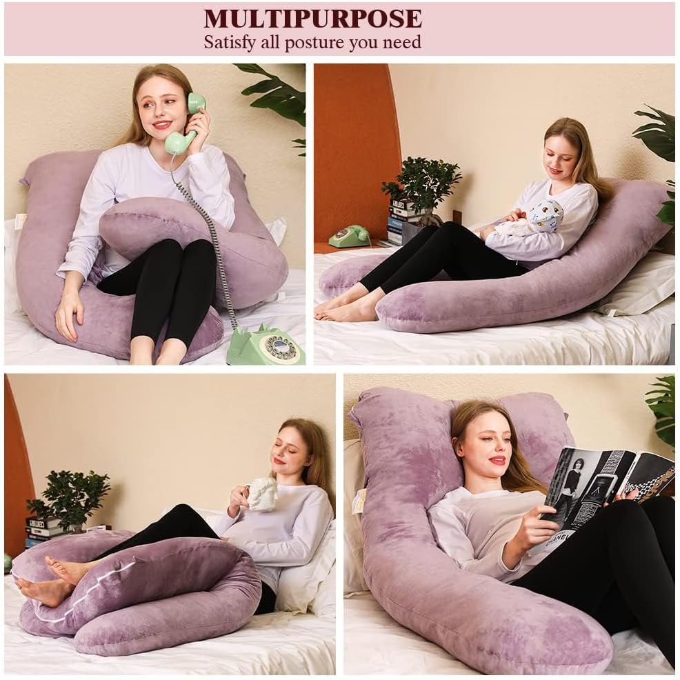 Oreiller de Grossesse et Allaitement 2-en-1 Corps Entier — 4 Couleurs