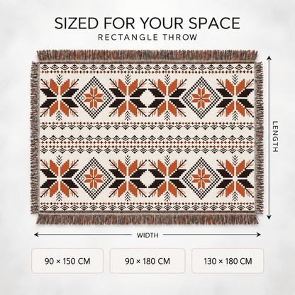 Aztec Oversized Fringed Throw - Ethnic Boho Pattern Blanket
