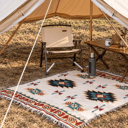 Aztec Oversized Fringed Throw - Ethnic Boho Pattern Blanket
