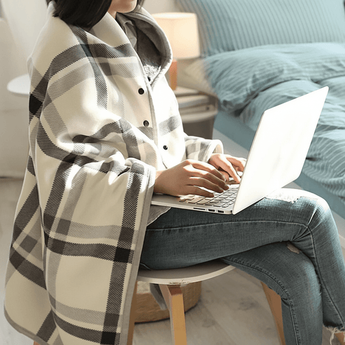 Checked Shawl Blanket - Home & Office Cosy Wrap for Chilly Days