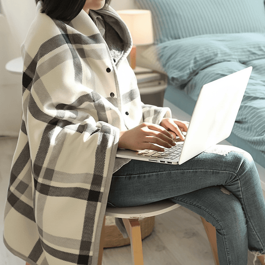 Checked Shawl Blanket - Home & Office Cosy Wrap for Chilly Days