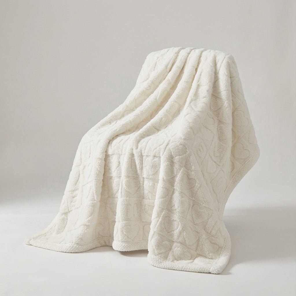 Heart Pattern Plush Reversible Throw - Premium Winter Comfort