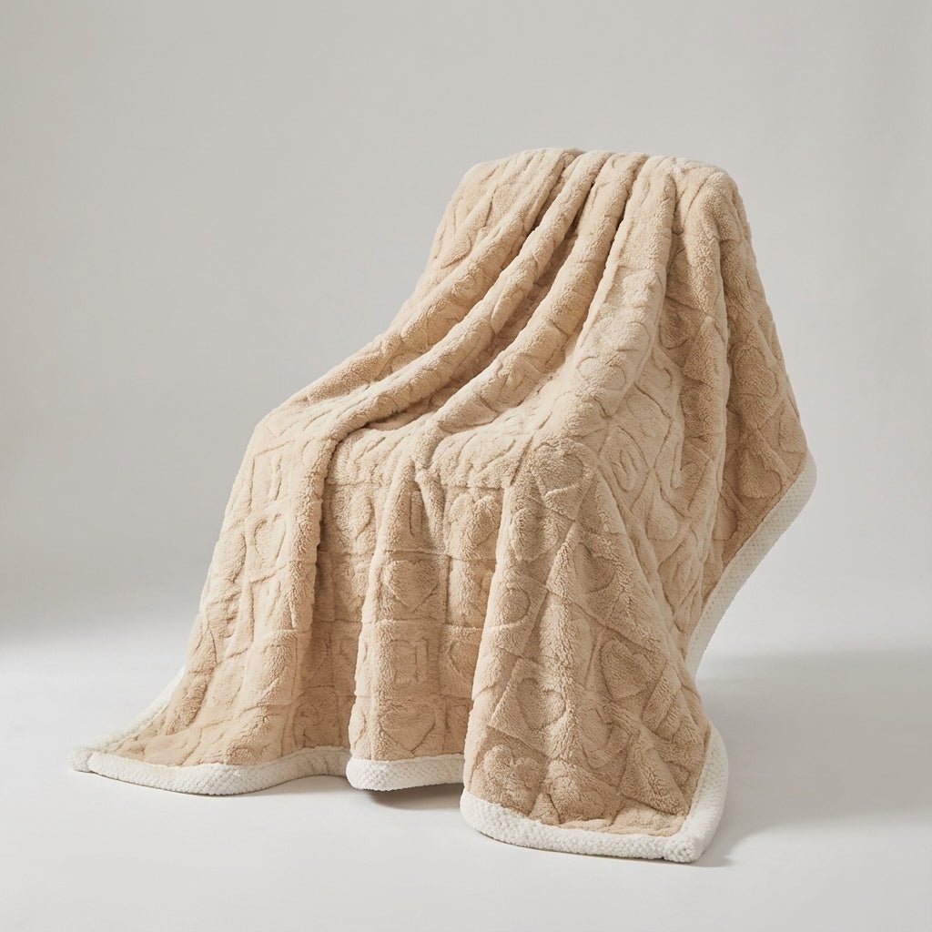 Heart Pattern Plush Reversible Throw - Premium Winter Comfort