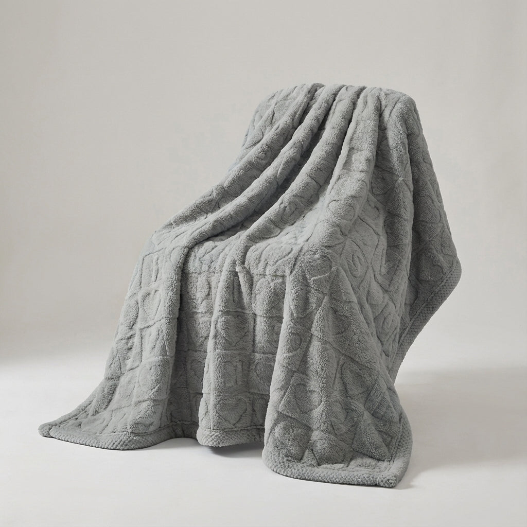 Heart Pattern Plush Reversible Throw - Premium Winter Comfort