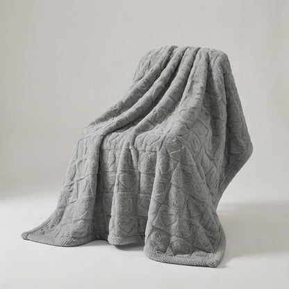 Heart Pattern Plush Reversible Throw - Premium Winter Comfort