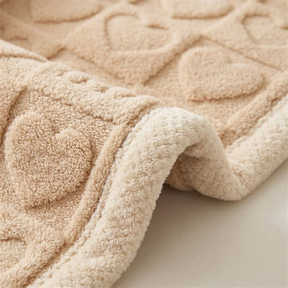 Heart Pattern Plush Reversible Throw - Premium Winter Comfort