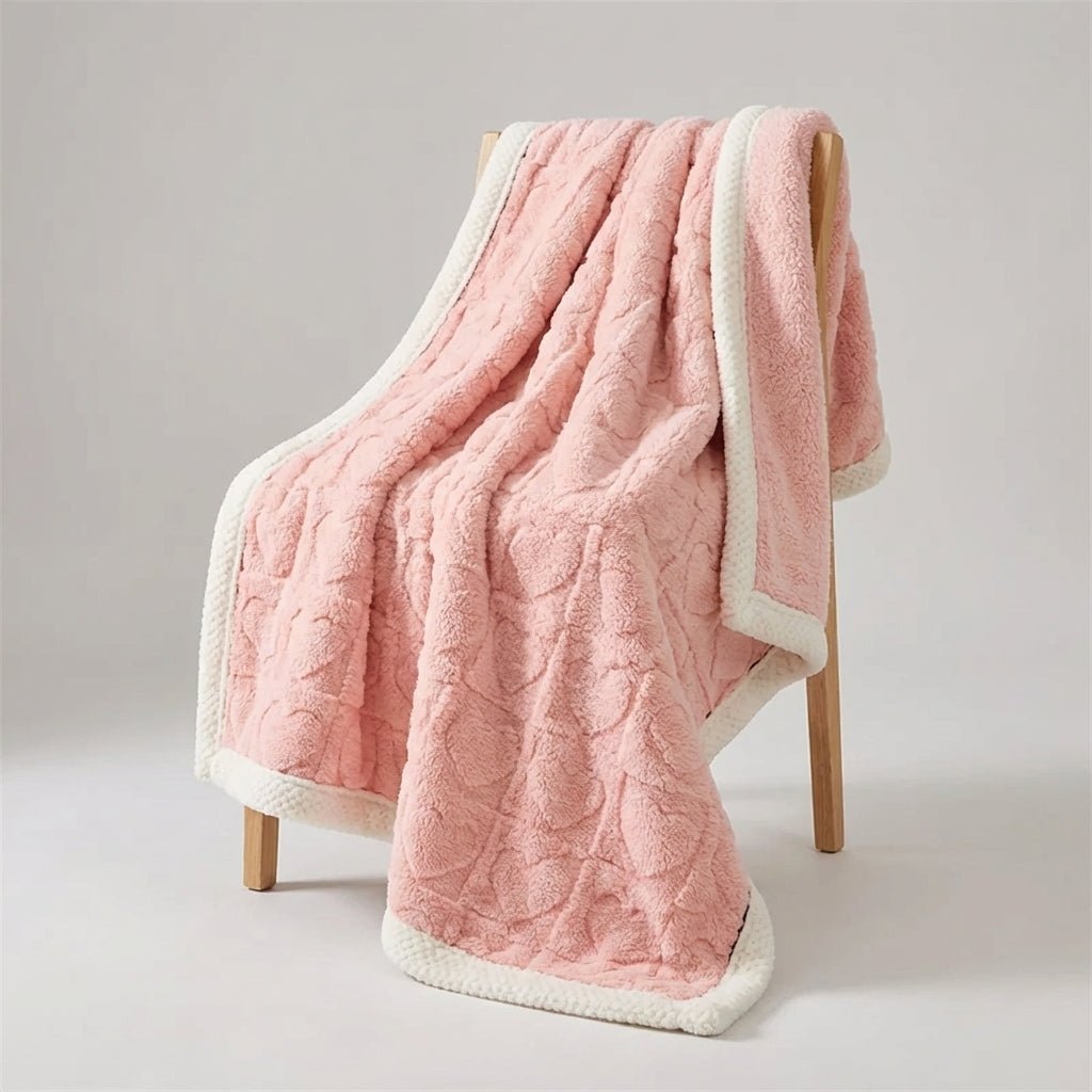 Heart Pattern Plush Reversible Throw - Premium Winter Comfort