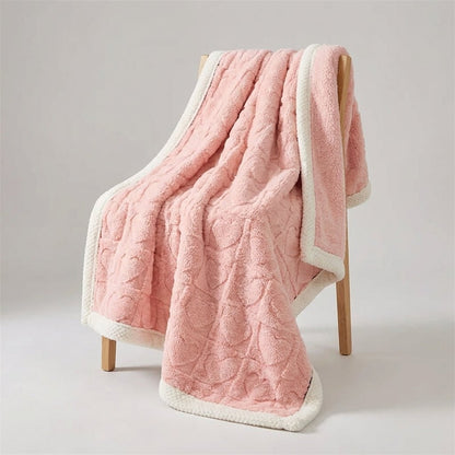 Heart Pattern Plush Reversible Throw - Premium Winter Comfort