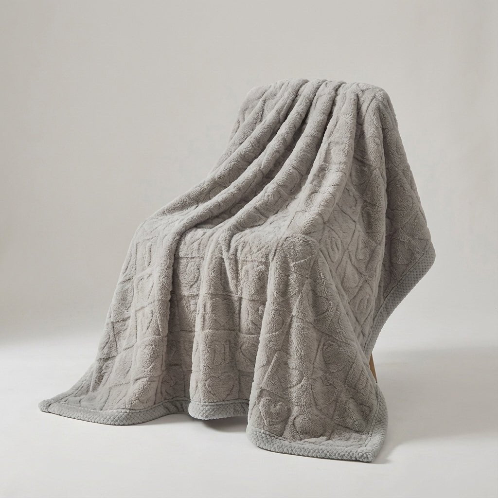 Heart Pattern Plush Reversible Throw - Premium Winter Comfort