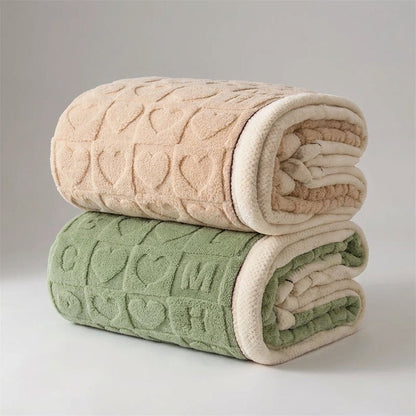 Heart Pattern Plush Reversible Throw - Premium Winter Comfort