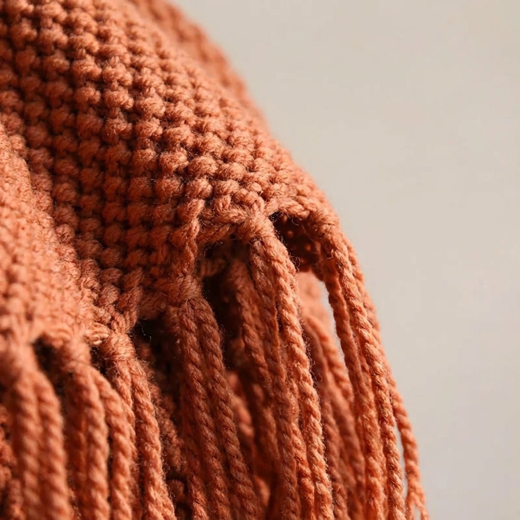 Premium Waffle Throw with Pompoms - Distinctive Thick Texture