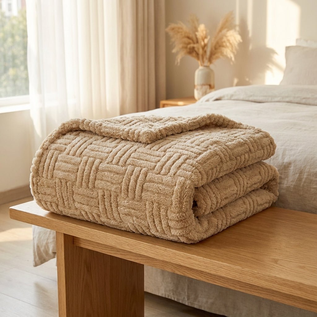 Geometric Jacquard Queen Plush Throw - Premium Dual-Face Design