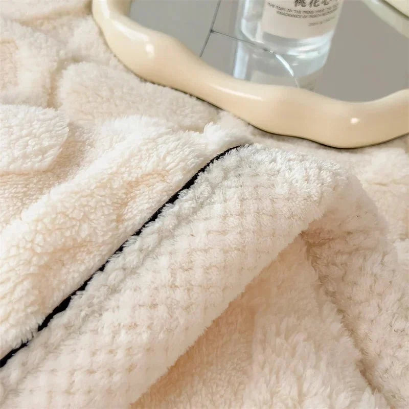 Heart Motif Thick Plush Winter Throw - Warmth & Love Design
