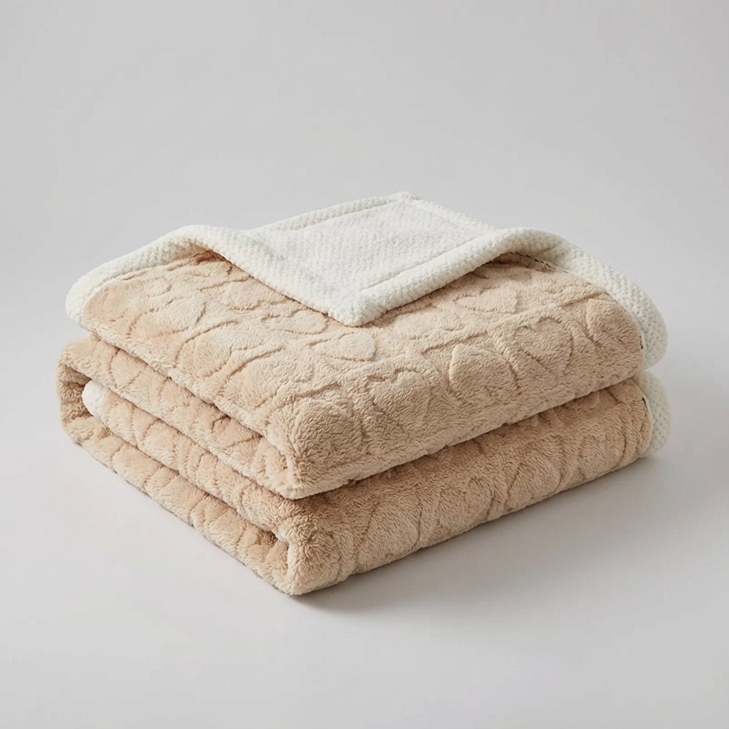 Heart Motif Thick Plush Winter Throw - Warmth & Love Design