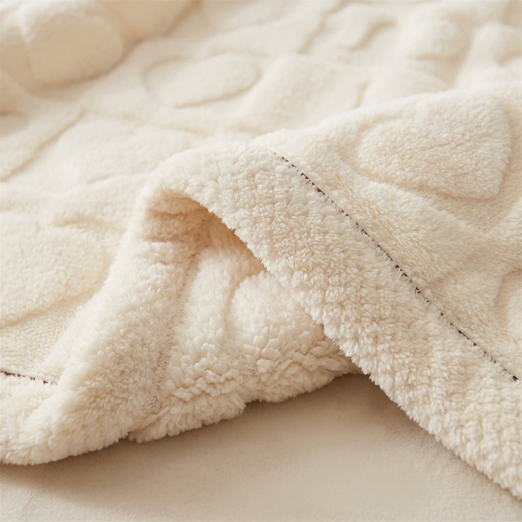 Heart Motif Thick Plush Winter Throw - Warmth & Love Design
