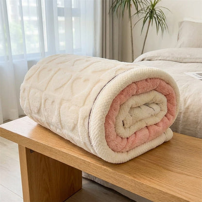 Heart Motif Thick Plush Winter Throw - Warmth & Love Design