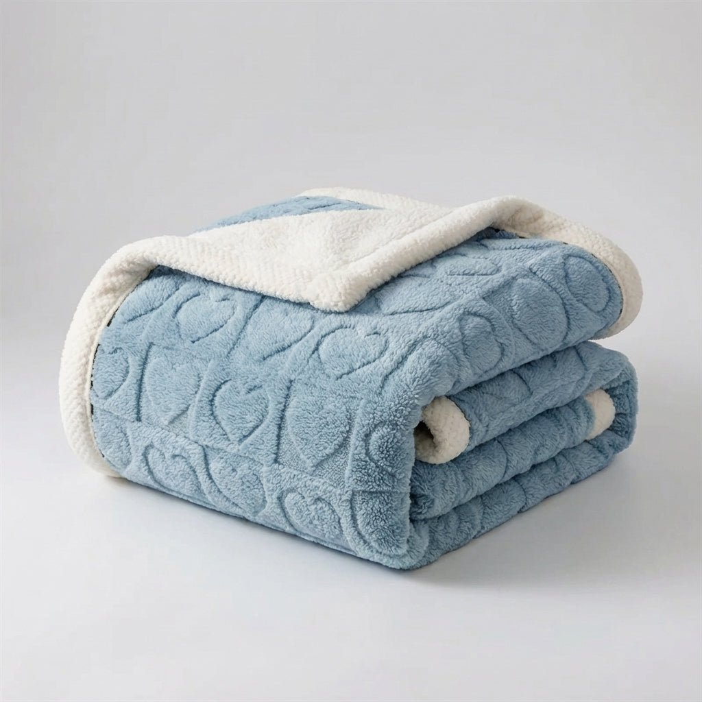 Heart Motif Thick Plush Winter Throw - Warmth & Love Design