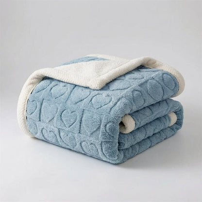 Heart Motif Thick Plush Winter Throw - Warmth & Love Design