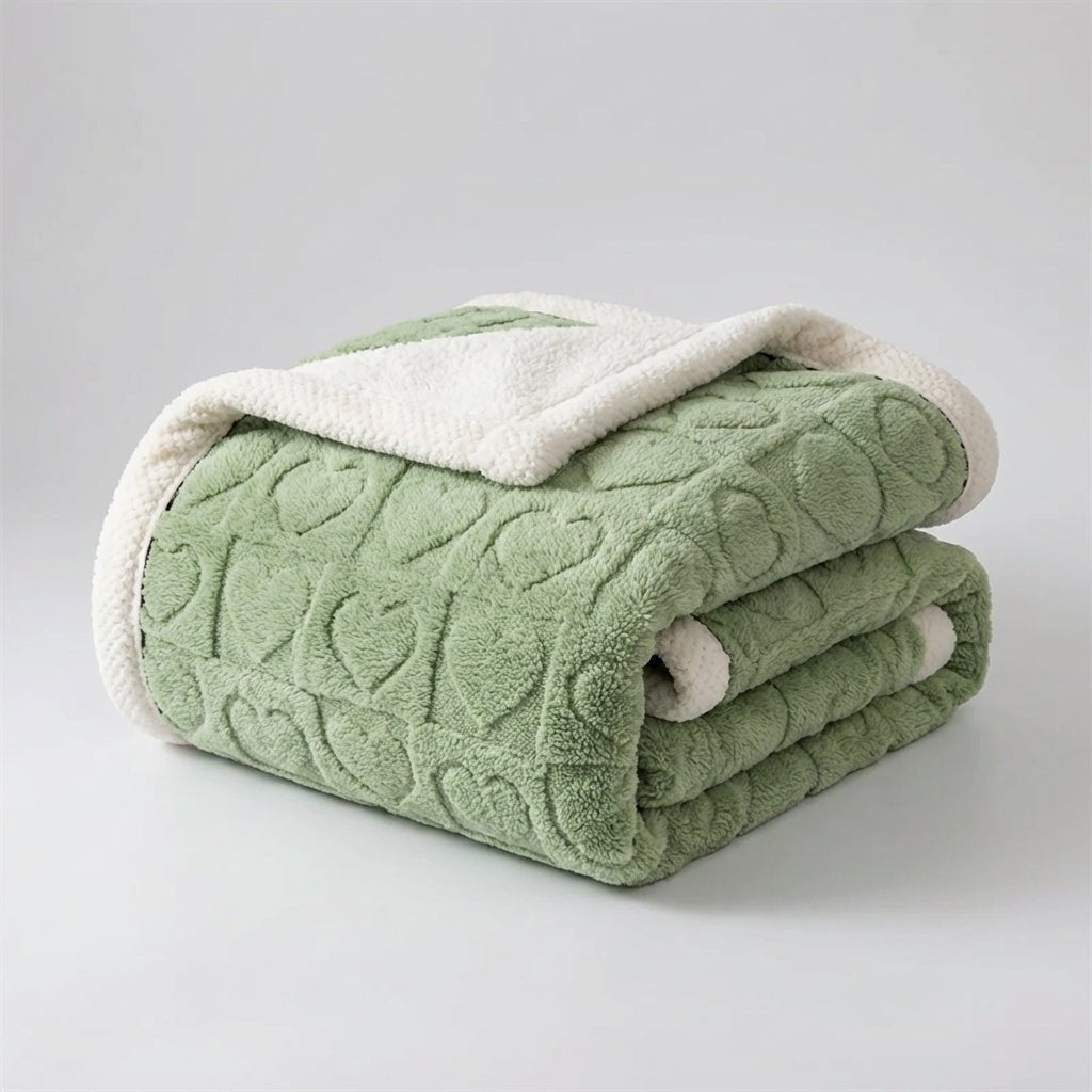 Heart Motif Thick Plush Winter Throw - Warmth & Love Design