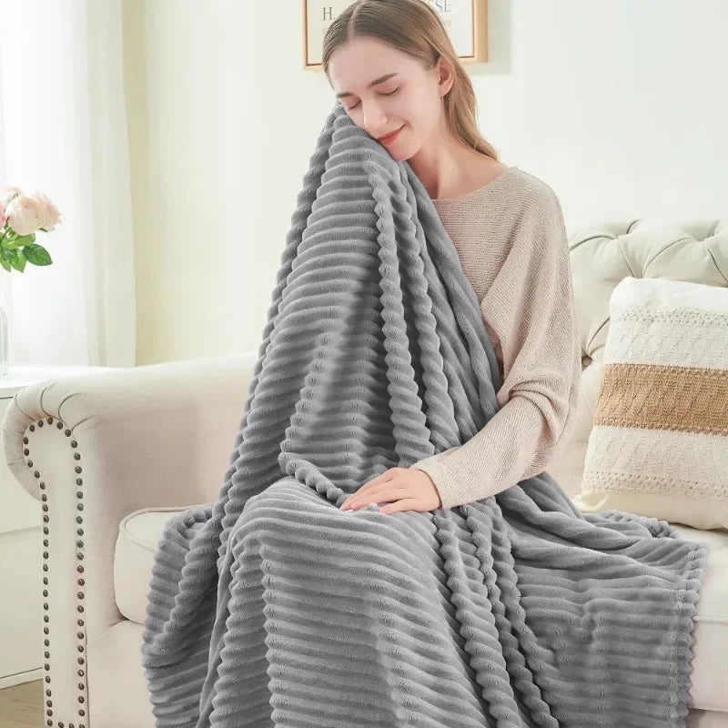 Ribbed Plush Throw - Sofa & Bed Soft & Stylish Comfort