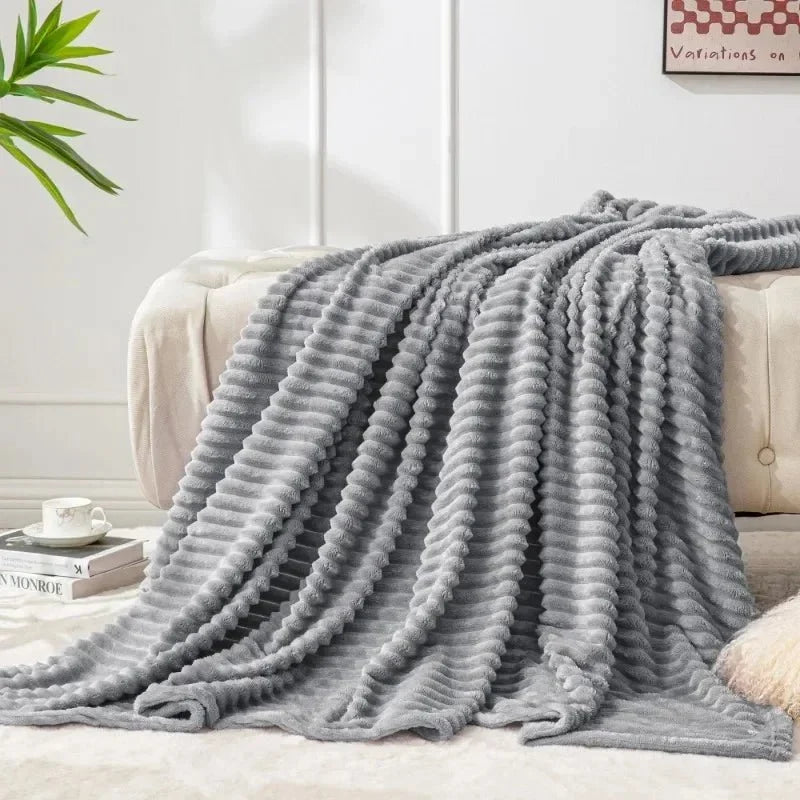 Ribbed Plush Throw - Sofa & Bed Soft & Stylish Comfort