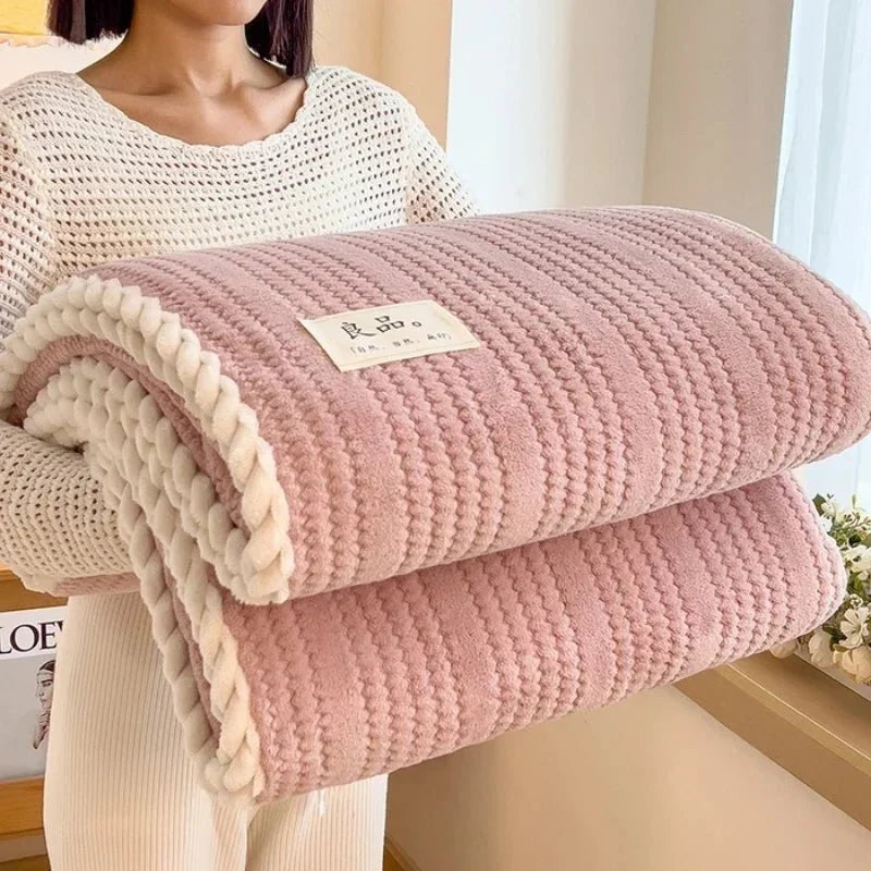Knitted Coral Fleece Designer Throw - Sofa & Interior Decoration