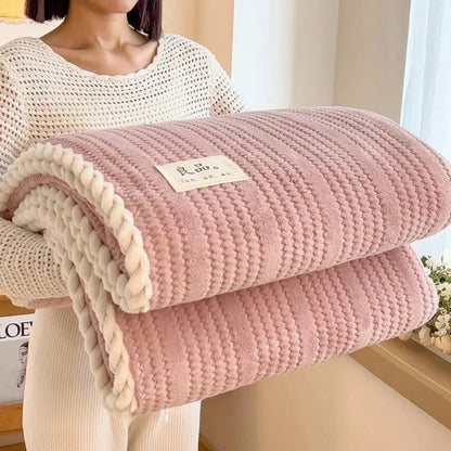 Knitted Coral Fleece Designer Throw - Sofa & Interior Decoration