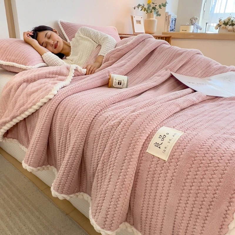 Knitted Coral Fleece Designer Throw - Sofa & Interior Decoration