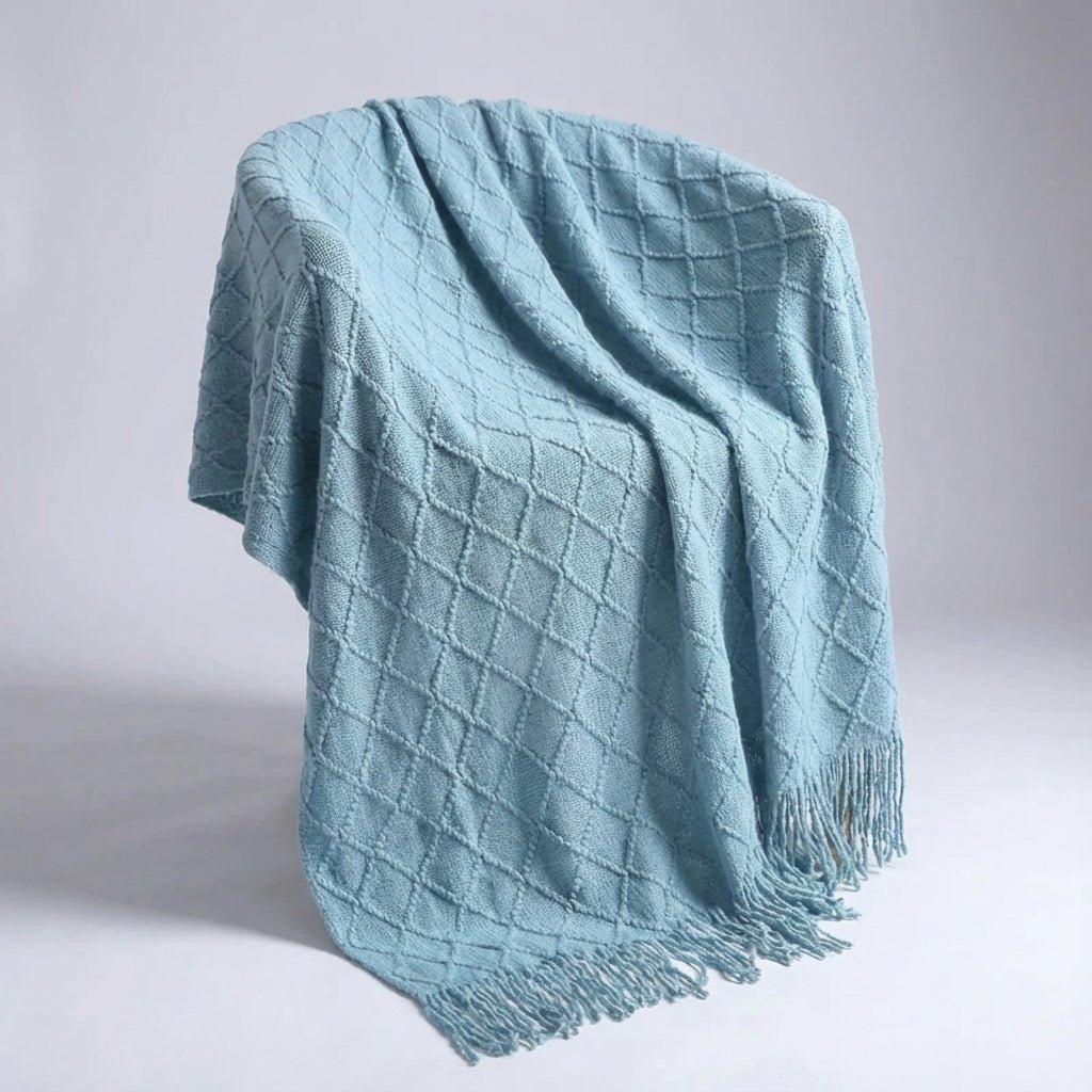 Large Knitted Pompom Throw - Boho Style Statement