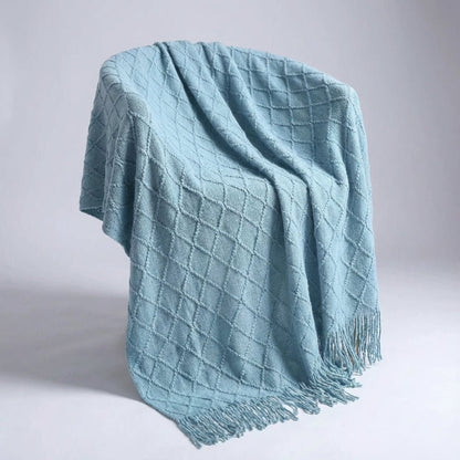 Large Knitted Pompom Throw - Boho Style Statement