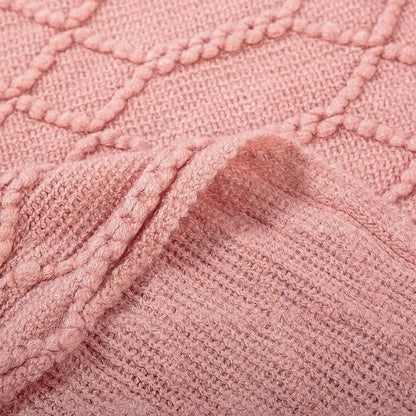 Large Knitted Pompom Throw - Boho Style Statement