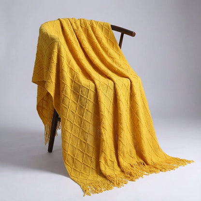 Large Knitted Pompom Throw - Boho Style Statement