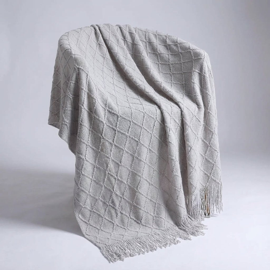 Large Knitted Pompom Throw - Boho Style Statement