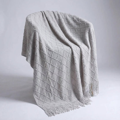 Large Knitted Pompom Throw - Boho Style Statement