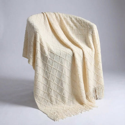 Large Knitted Pompom Throw - Boho Style Statement