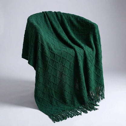 Large Knitted Pompom Throw - Boho Style Statement
