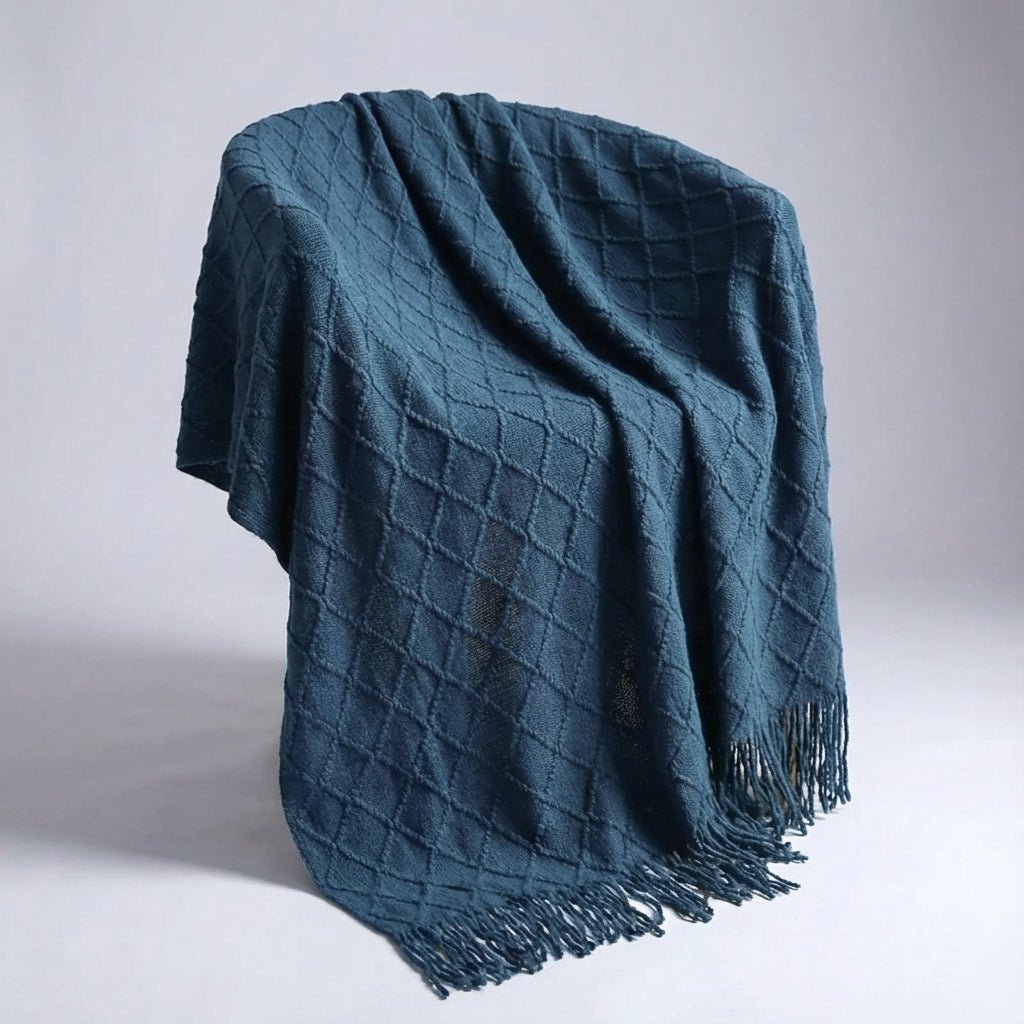Large Knitted Pompom Throw - Boho Style Statement