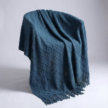 Large Knitted Pompom Throw - Boho Style Statement