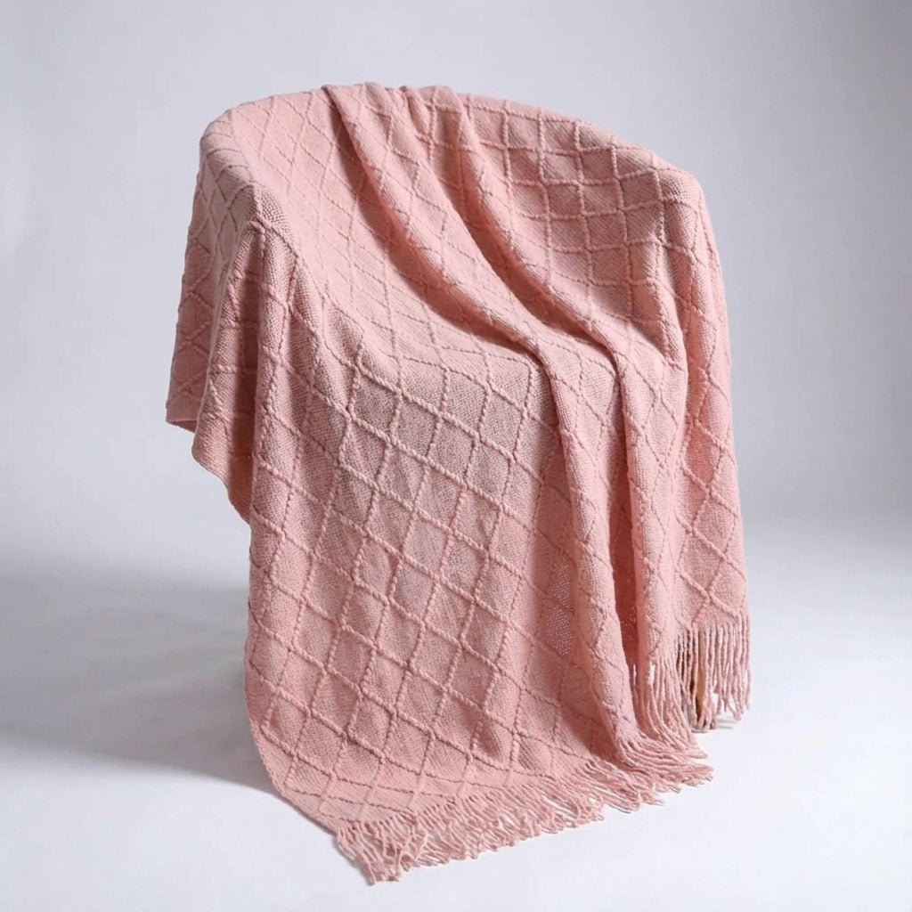 Large Knitted Pompom Throw - Boho Style Statement