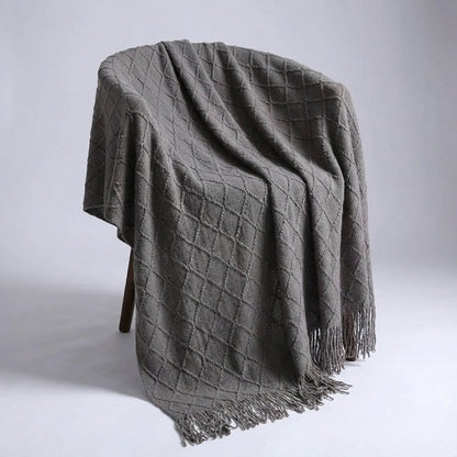 Large Knitted Pompom Throw - Boho Style Statement