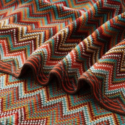 Knitted Boho Striped Throw - Colourful Artisan Sofa Style