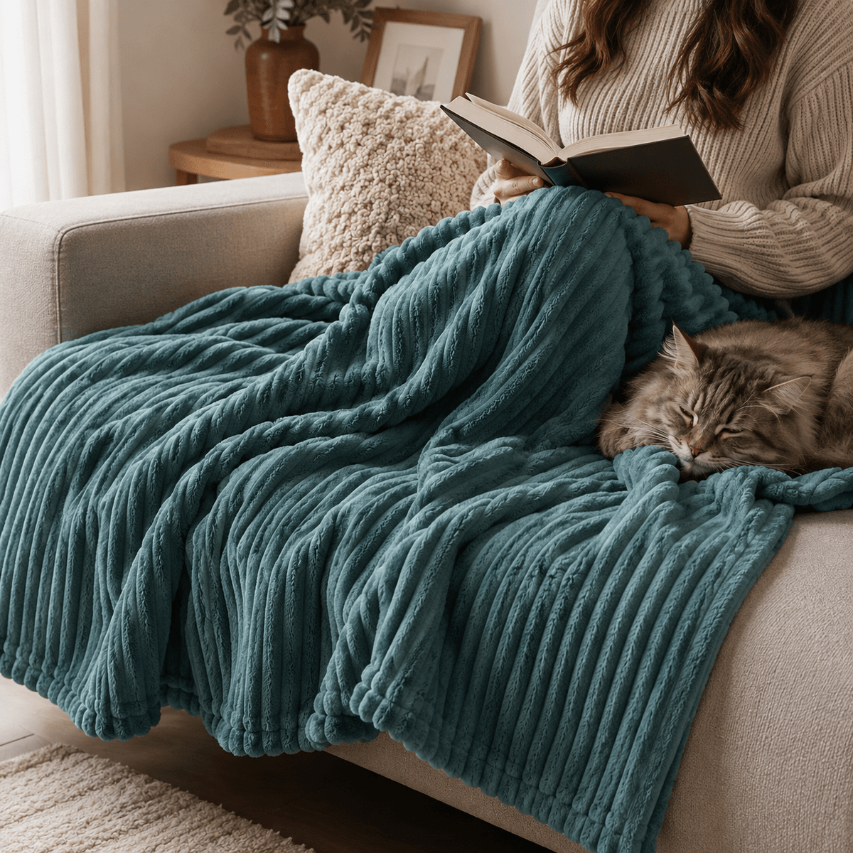 Coral Velvet Thick Throw - Home Winter & Autumn Warmth