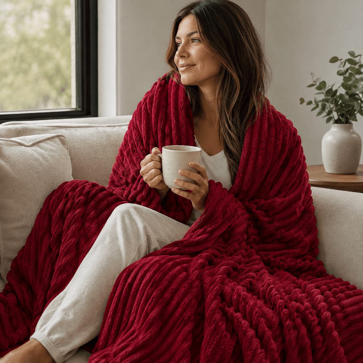 Coral Velvet Thick Throw - Home Winter & Autumn Warmth